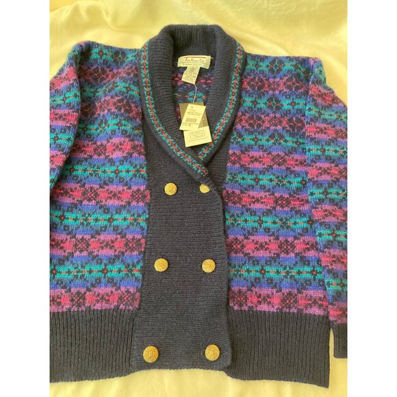 Talbots Susan Bristol Vintage Multicolor Shetland Wool Cardigan Sweater S - Picture 3 of 14